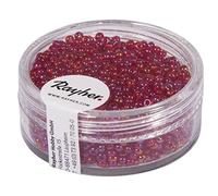 Rayher 1406119 rocailles, 2 mm à Weber, transp. Gelüstert, Boîte 17 g, Bordeaux