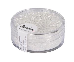 Rayher 1406122 rocailles, 2 mm à Weber, transp. Gelüstert, Boîte 17 g, Argent