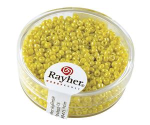 Rayher 1406220 rocailles, 2 mm à Weber, Opaque Gelüstert, Boîte 17 g, Jaune