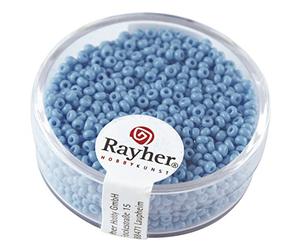 Rayher 1406308 rocailles, 2 mm à Weber, opaque, boîte 17 g, h. Bleu