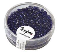 Rayher 1406410 rocailles, 2 mm à Weber, avec reflets argentés, boîte 17 g, bleu foncé