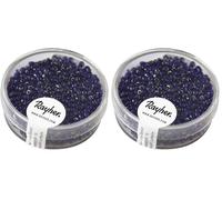 Rayher 1406410 rocailles, 2 mm à Weber, avec reflets argentés, boîte 17 g, bleu foncé (Lot de 2)