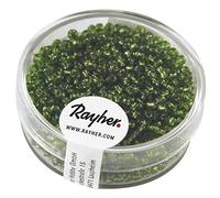 Rayher 1406429 rocailles, 2 mm à Weber, avec Reflets Argentés, Boîte 17 g, Vert