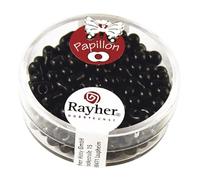 Rayher 14143576 Papillon de rocailles, 3,2 x 6,5 mm, Boîte 18 g Noir