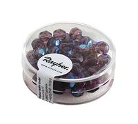 Rayher 14201820 Schliff perles de verre 6 mm ø, irisé, boîte 50 unités,