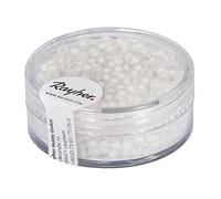 Rayher 14309102 rocailles Arctique, Mat, 2,6 mm ø, Boîte 17 g, Weiß