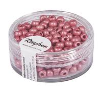 Rayher 14316258 Boîte de Perles de rocaille Métallisées Dépolies à 4 mm 17 g Rose