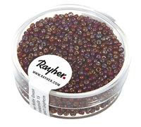 Rayher 14385289 Perles de rocaille avec Reflets Argentés + Rainbow, Weber à 2 mm, Boîte 17 g, Les Fesses