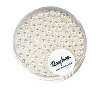 Rayher 14399100 Renaissance Perles de Cire en Verre Ø 3 mm Boîte de 95 pièces Blanc Neige