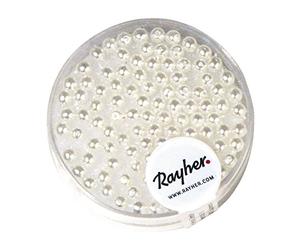 Rayher 14399100 Renaissance Perles de Cire en Verre Ø 3 mm Boîte de 95 pièces Blanc Neige