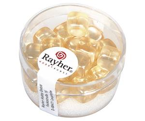 Rayher 14464104 Lot de 18 Cubes en Verre Ivoire 8 x 9 mm
