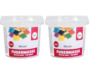 Rayher 1460100 Pâte à joint mosaique, blanc, 1 pot 500g, surface 1m2, qualité fine 1A, ciment à reconstituer avec de l’eau, séchage à l’air, pour mosaique (Lot de 2)