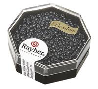 Rayher 14707572 Boîte de Perles de rocaille de qualité supérieure 2,2 mm de diamètre Anthracite métallisé, Taille Unique