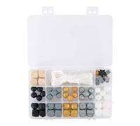 Rayher 14860576 Perles en silicone, bte 61pcs+cordon d'enfilage, noir métallique