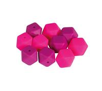 Rayher 14867264 Perles en silicone Hexagone, 10pcs. 14mmø, tons rose foncé