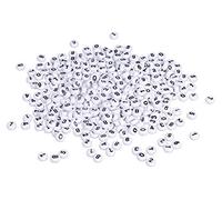 Rayher 16056102 Perles rondes avec chiffres, blanc, 350 pces, plastique, 6mmØ, chiffres noirs, impression double face, arts créatifs, bracelets, colliers, porte-clefs
