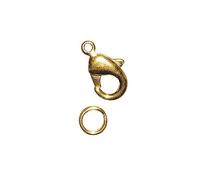 Rayher 2219406 Lot de 2 mousquetons avec anneau Doré 9,5 mm