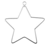 Rayher 24091000 Fil étoile, argent, métal, 7x8cm, 3 pces., à suspendre, art décoratif, Noël, chambre à coucher