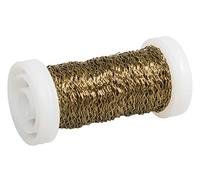 Rayher 2426000 Bobine de fil à effet Doré Ø 0,25 mm Bobine de 60 m Dans un sac SB Fil en laiton fin pour travaux manuels, liens et bijoux