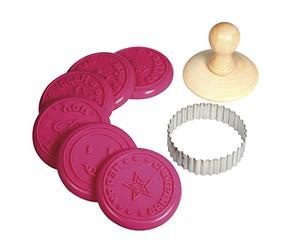 Rayher 28858000 Kit de Tampons pour Biscuits Boîte DE 8 Pièces Rondes 7 cm àž, Rose