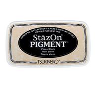 Rayher 29206576 StazOn coussin encreur pigmenté, noir, 9,6x5,5x2,2cm, 1 pce., séchage rapide, surfaces multiples, méthode d’embossage humide à chaud, cartes, enveloppes, sachets cadeaux
