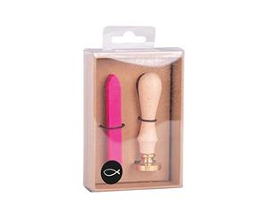 Rayher 29207264 Kit Cachet, sceau et cire, motif poisson, 2,5cm ø, cire rose, 12g, sans mèche, communion, baptême, confirmation, pour fille