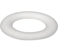 Rayher 30159000 Lot de 2 Anneaux Plats en polystyrène, 20 cm de diamètre, emballés sous Vide, Blancs, Blanc