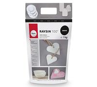 Rayher 3410302 RAYSIN 100 plâtre/poudre de moulage, blanc, 1 kg, durcissement rapide à l’air, inodore, structure fine, moulage d’objets décoratifs, Blanc