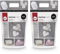 Rayher 3410302 RAYSIN 100 plâtre/poudre de moulage, blanc, 1 kg, durcissement rapide à l’air, inodore, structure fine, moulage d’objets décoratifs, Blanc (Lot de 2)