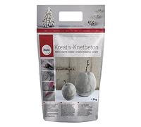 Rayher 34212000 Béton créatif à modeler, sachet 3kg de béton à modeler pour la création des objets de décoration, gris