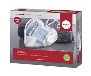 Rayher 34386000 Kit : Daily Soap - Wellness Set cadeau, 1 set en boîte pour la réalisation de 4 savons personnalisés, matériaux divers, 1,75 cm x 1,42 cm x 0,55 cm, bleu/blanc