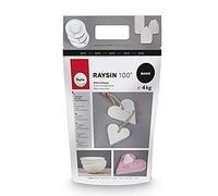 Rayher 34409102 Poudre à mouler Raysin 100, blanc, pour objets de petite taille, 1 sachet, 4 Kg, neutre alimentaire, inodore, art créatif de moulage, anniversaires d’enfants, 32 x 26 x 13 cm