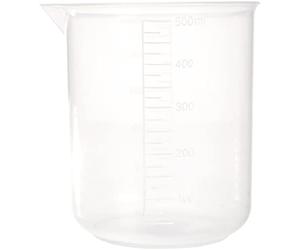 Rayher 34458000 Verre doseur, bécher gradué, 500ml, 1 pce, plastique blanc transparent, rigide, 90mm ø, 100X107mm, mesure de liquide, graduations en ml, multi-usage, Stable