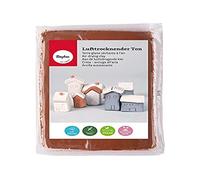 Rayher 3450105 Terre glaise durcissant à l'air, 1 kg de pâte à modeler de qualité supérieure, séchage rapide à l air sans cuisson, peut aussi être cuite au four, brun foncé