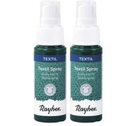 Rayher 35027430 Peinture textile en spray, vert pin, 1 pce., 50ml, sol. aqueuse, permanente, lavable, tissus, vêtements, anniversaire, jubilé (Lot de 2)