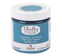 Rayher 38867390 Chalky Finish peinture craie à base d eau, peinture à la craie pour créer un style shabby-chic, vintage & maison de campagne, 118 ml, 6 x 6 x 6,4 cm, peinture pour meubles, murs, bleu lagune