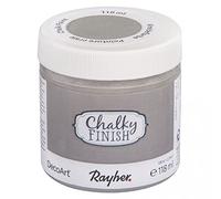 Rayher 38867560 Peinture craie « Chalky Finish », gris, 118ml, solution aqueuse, bois, métal, plastique, céramique, carton, terre cuite, tissu, mur, art créatif pour décoration vintage