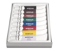 Rayher 38924000 Assortiment de peinture acrylique, 8 couleurs, 8X12ml, en tubes, artistes et débutants, toutes surfaces, usages multiples, arts créatifs