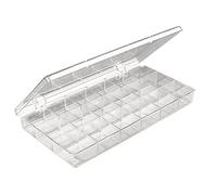 Rayher 3901937 boite de rangement plastique avec poignée, box de rangement cristal à 18 sections, idéal comme présentoir à bijoux & pour ranger le matériel de scrapbooking, etc, transparent