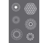 Rayher Pochoir de sérigraphie Mandala A5 – adhésif + spatule, gris