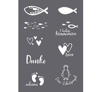 Rayher 45134000 pochoir sérigraphie Fête A5, pochoir adhésif + spatule, gris