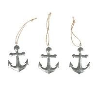 Rayher 46018000 Lot de 3 Ancres en métal avec Cordon 4,3 x 5,2 cm