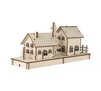 Rayher 46300000 Kit en bois Petites maisons - 52 Pièces, FSC 100% - Nature, Naturel