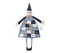 Rayher 46455376 calendrier de l’avent XXL, en forme de lutin de Noel, à suspendre, en tissu de couleur bleue, à garnir soi-même, réutilisable chaque année, 118 x 53 cm, calendrier pour garçon.