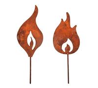 Rayher 46553638 Décoration de jardin flammes, métal rouillé, 2 pces., 13cm + 15cm, à piquer, intérieur, extérieur, cadeau, Cuivre