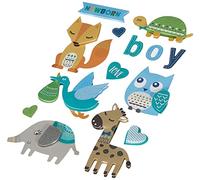 Rayher 50083358 3D sticker en papier Bébé, bleu layette, 14pces, avec effets, sct.-LS