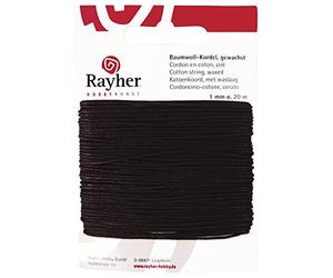 Rayher 5169105 Cordon en Coton ciré Marron 1 mm 20 m