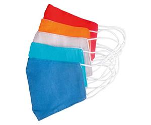 Rayher 52028102 masque bouche nez avec bande élastique, lot de 5, coul. ass.