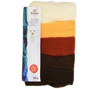 Rayher 5364900 laine mérinos très fine 19 mic, 10 g x 5 coloris tons bruns, Braun-töne