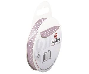 Rayher 5540616 Ruban de satin à pois, 9,5 mm, SB de rouleau de 10 m, rosà ©